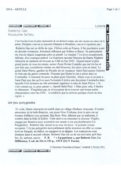 Dernières Nouvelles d&#039;Alsace (François Busnel)